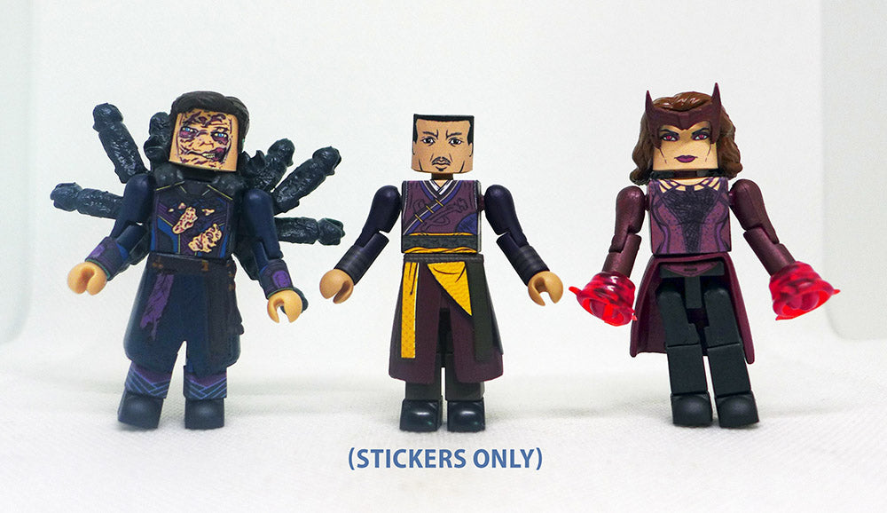 Dead Doctor Strange & Scarlet Witch Custom Minimates with Wong Stickers