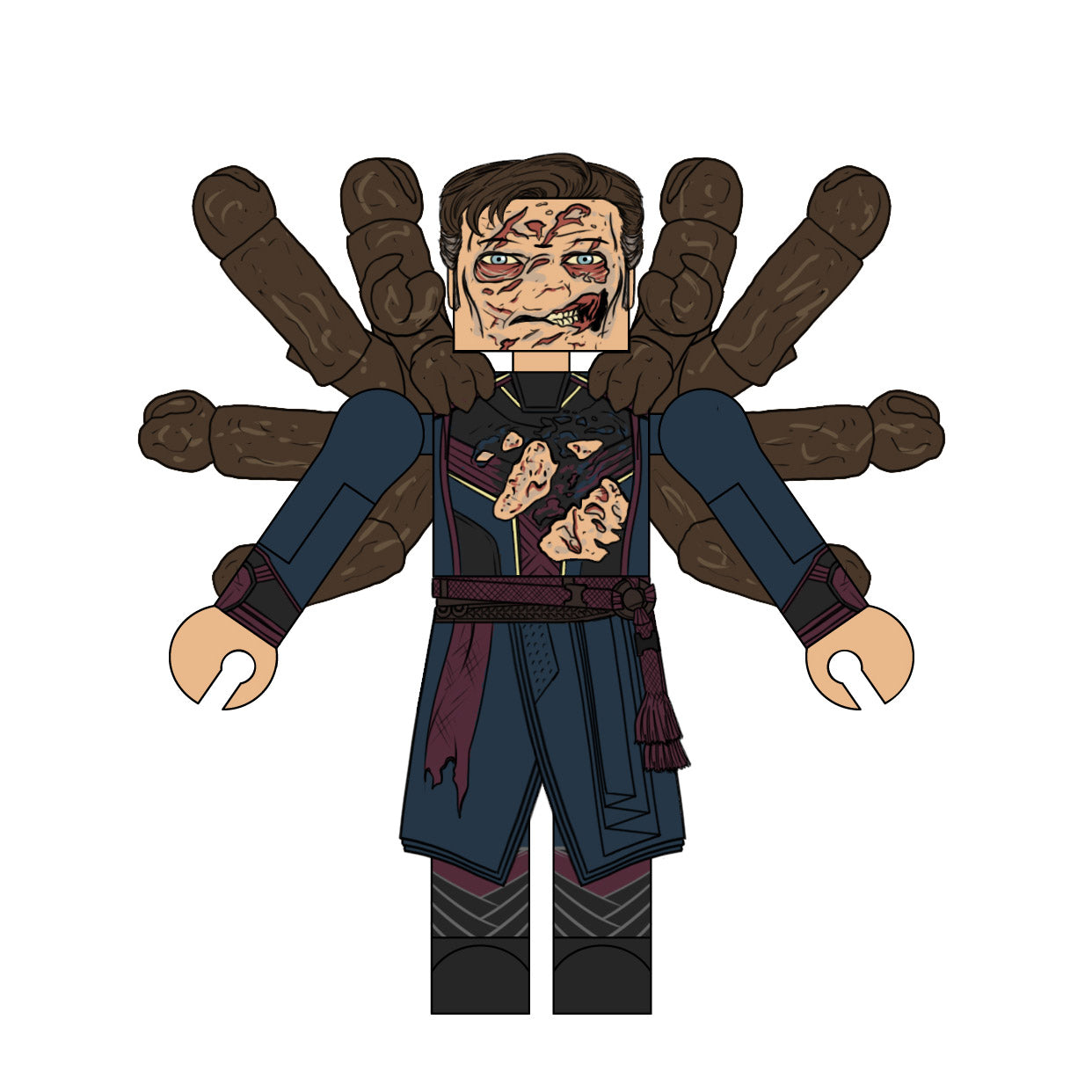 Dead Doctor Strange & Scarlet Witch Custom Minimates with Wong Stickers