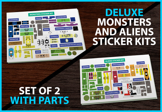 Deluxe Monsters and Aliens Sticker Kits Set of 2 with Parts